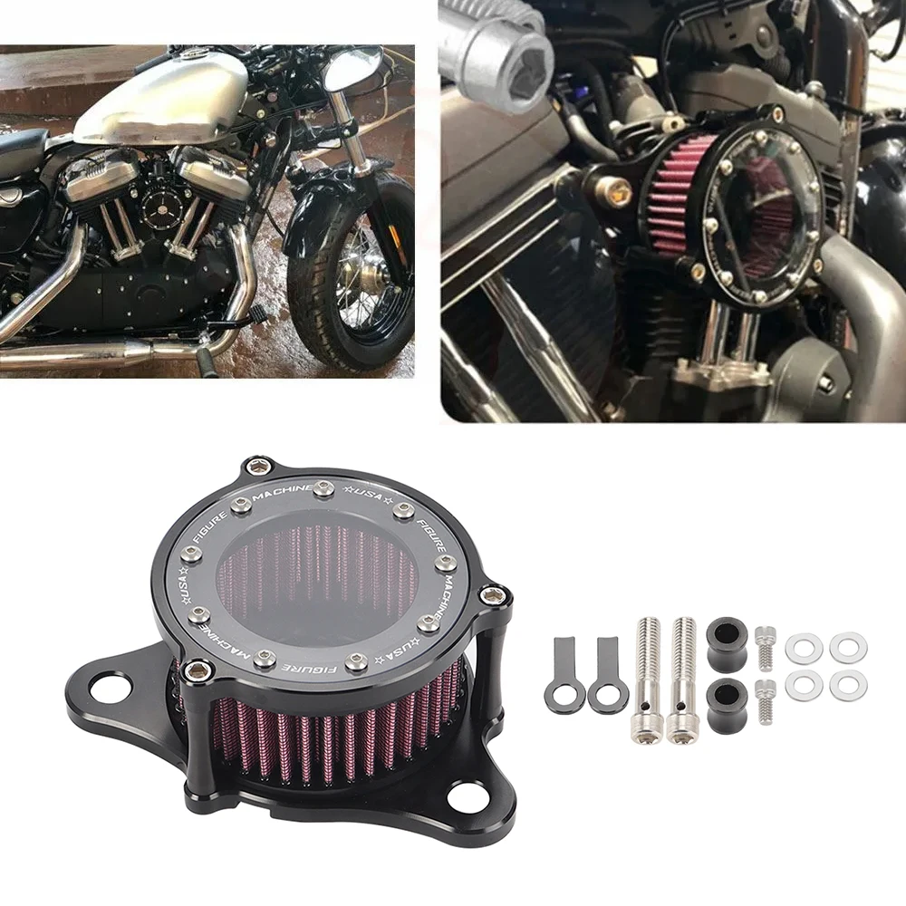 

Black Motorcycle Air Filter CNC Air Cleaner Intake System Kit For Harley Sportster XL883 XL1200 Iron 883 48 72 Model