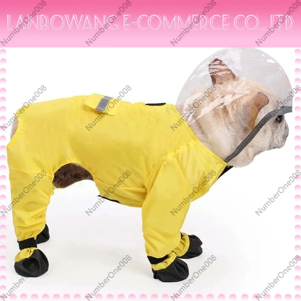 Waterproof Raincoat Dog Jumpsuit Reflective Strip Dog Trousers Foot Cover Pet Rain Jacket Full Coverage Dog Boots