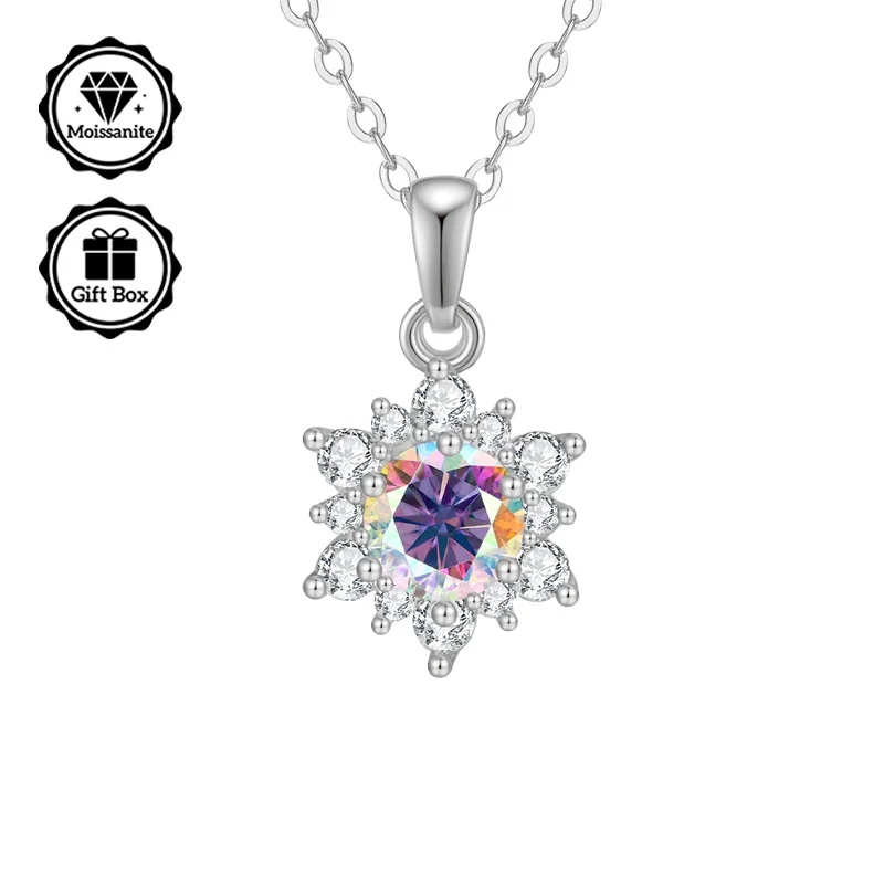 LAMVOICE/Schmuck für Damen, hochwertiger Schmuck, hypoallergene Halskette, 0,5 Karat Moissanit-Halskette für Damen, Weihnachtsgeschenk