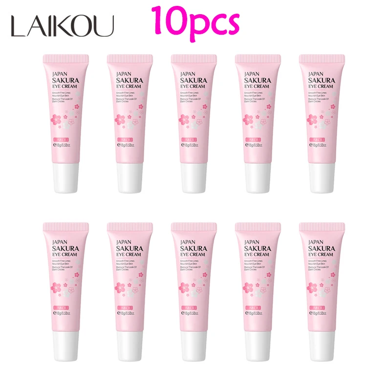 

10pcs LAIKOU Sakura Eye Serum Eye Massage Vitamin C Hyaluronic Acid Essence Eye Bags Cream Moisturizing Eye Skin Care 15ml