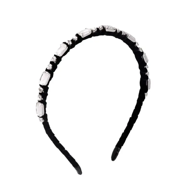 

1 шт. бархатный обруч для волос с блестящими стразами для женщин, роскошная стильная повязка на голову на осень и зиму, подходит для мытья лица, волос