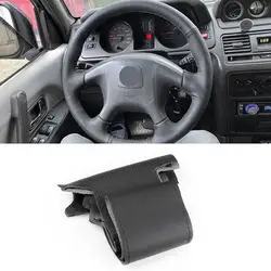 Car Steering Wheel Cover Black Leather Trim Accessories For Mitsubishi L200 1997-2006 Pajero Pinin Space Gear 1998 1999 -2001