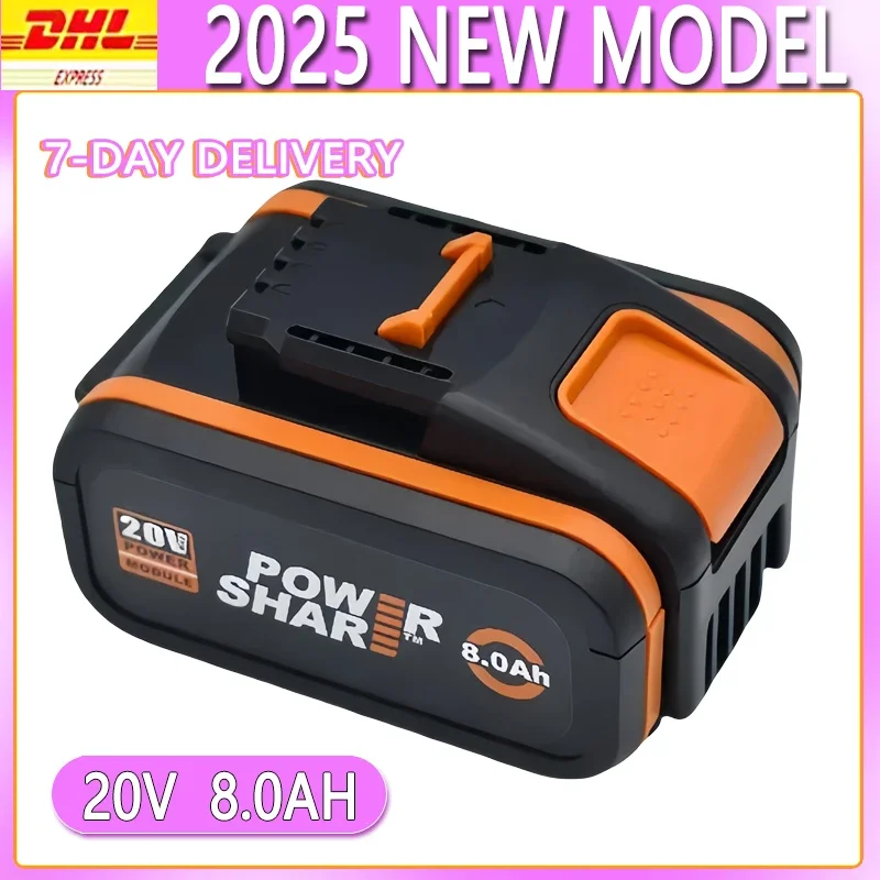 Batterie Lithium-ion Rechargeable de remplacement, 20V, 6,0 ah/8000mAh, pour Worx WA3551 WA3553 WX176 WX550 WX386 WX373 WX290 WX800 WU268