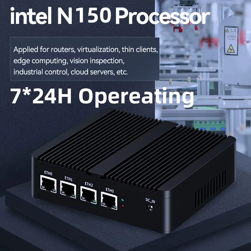Intel N150 Mini PC Firewall Support Windows Linux Pfsense EXSI 4x Intel-i226V 2.5G Ethernet DDR5 RAM M.2 NVMe SSD Mini PCIe