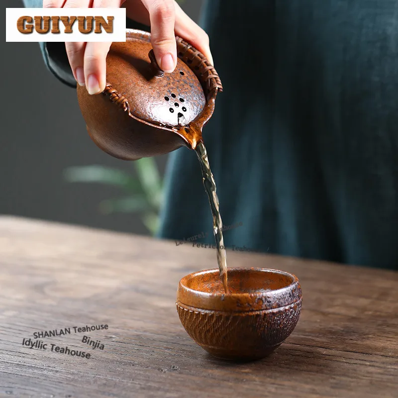 130ml Luxury Yixing Purple Clay Teapots Handmade Hand Grab Pot Raw Ore Wood-fired Porcelain Mud Kettle Chinese Zisha Tea Set