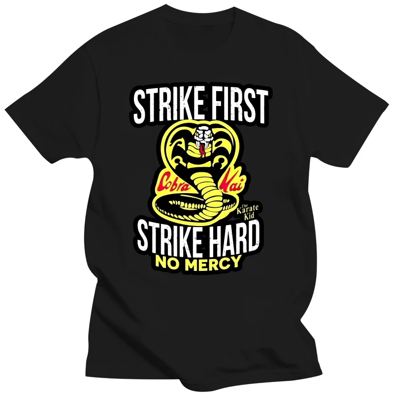 Harajuku Streetwear Shirt Menkai Strike First Strike Hard The Mercy The Karate Kid T-Shirt