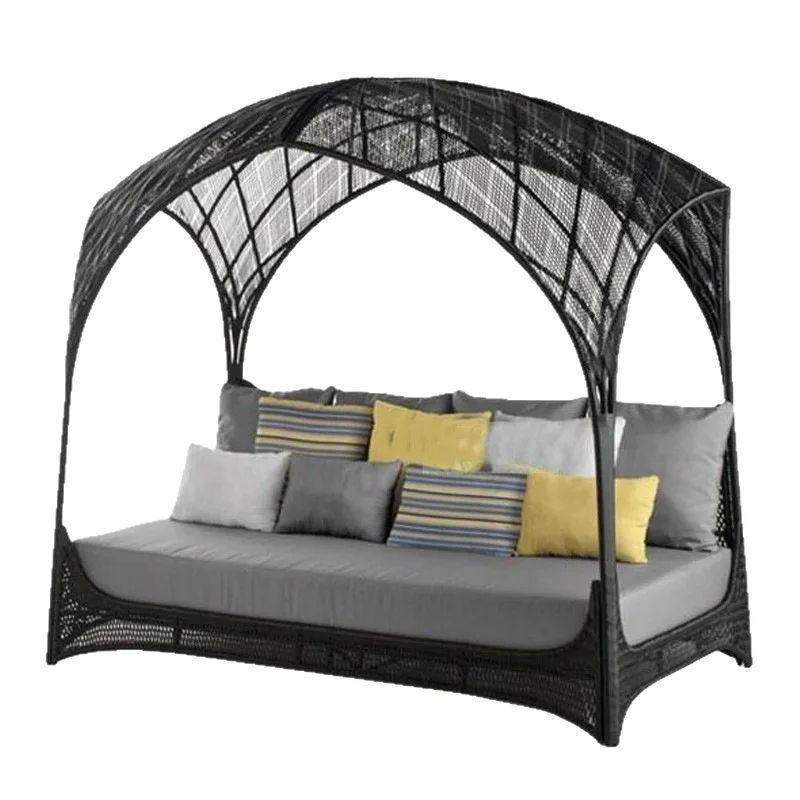 Outdoor bed balcony leisure outdoor courtyard sofa villa swimming pool bed rattan beach bed sun protection