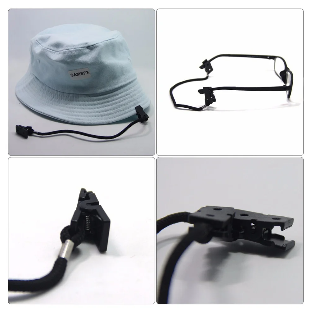 3 قطع من أشرطة حبل النايلون المقاومة للرياح، وشاح التجنيب للرياضات الخارجية، مشبك بلاستيكي متعدد الأغراض، مشبك أسود #4