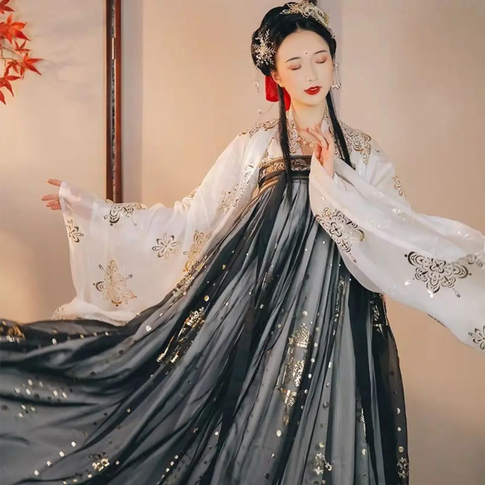 Hanfu Frühling und Sommer Super Fee elegante Brust Länge ru Rock chinesischen Stil klassischen Tanz kleid