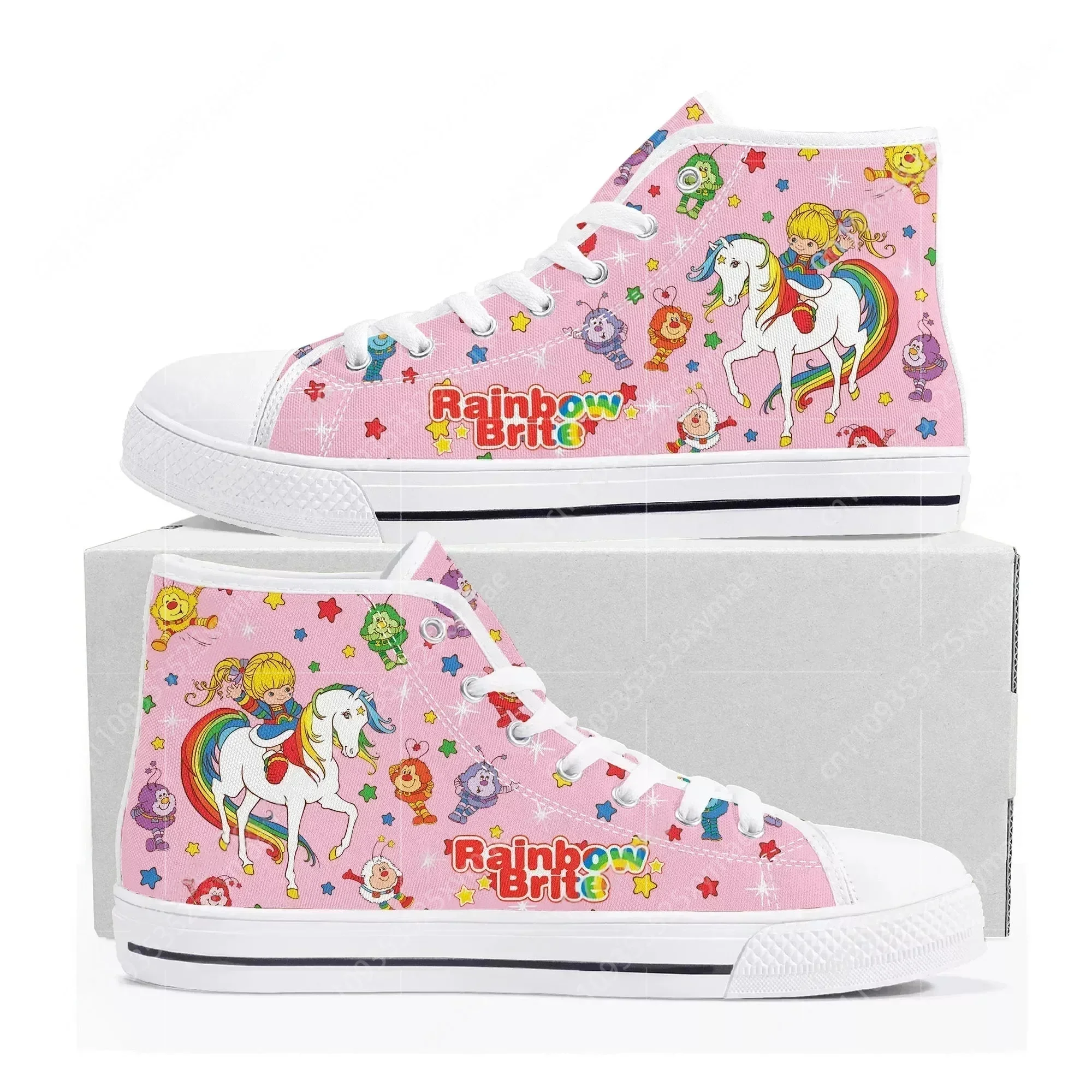 

Brite High Top Sneakers Mens Womens Teenager Rainbow High Quality Canvas Sneaker Cute Comics Manga Couple Customized Shoes