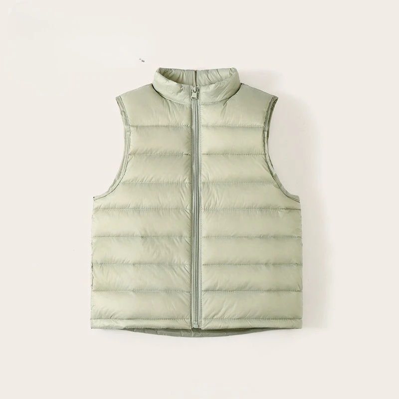 Vests Boys Girls Small and Medium Sized Childrens Clothing Winter Light and Thin Collar Solid Color Warm Down Vest 2025