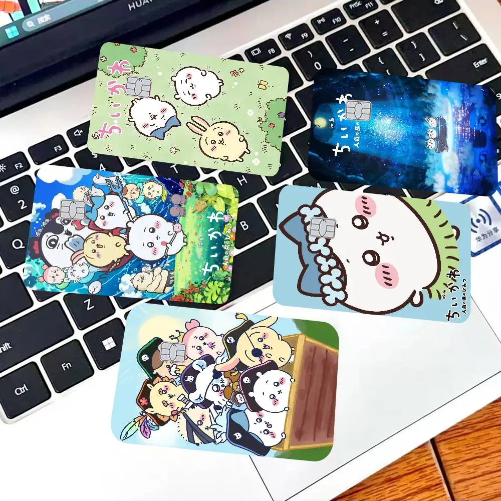 Cartoon C-Chiikawas Credit Card Skin Stickers No Adhesive Residue Water Proof for VISA Credit Card Subway Access Card