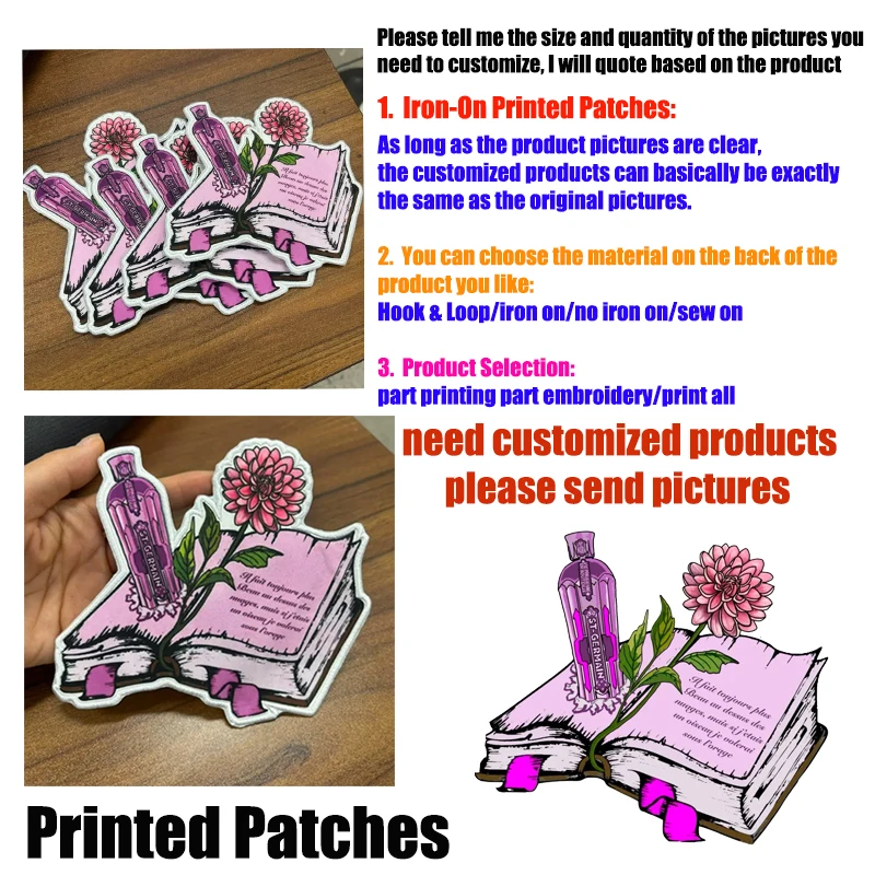 Custom Embroidery/Print DIY Custom Your Own Patches Name/Logo/Disign Iron On Patches Hook & Loop Patch For Clothes Fusible Patch