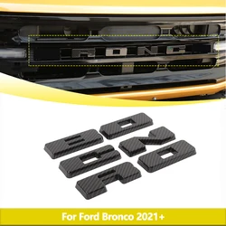 Emblème de calandre avant chromé pour Ford Bronco, autocollants de voiture ABS, décoration de lettre, accessoires extérieurs, garniture de couverture, 2021, 2022, 2023