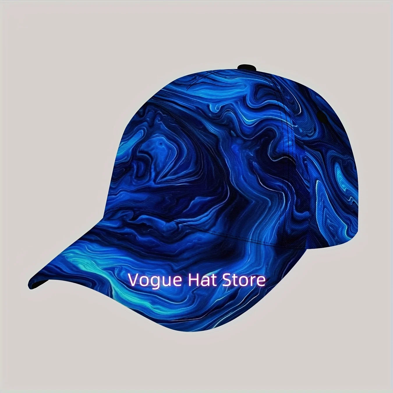 1pc, Ocean Wave Design Baseball Cap, Abstract Blue Marble Style, Unisex Fashion Item, Casual Outdoor Apparel, Breathable Adjusta