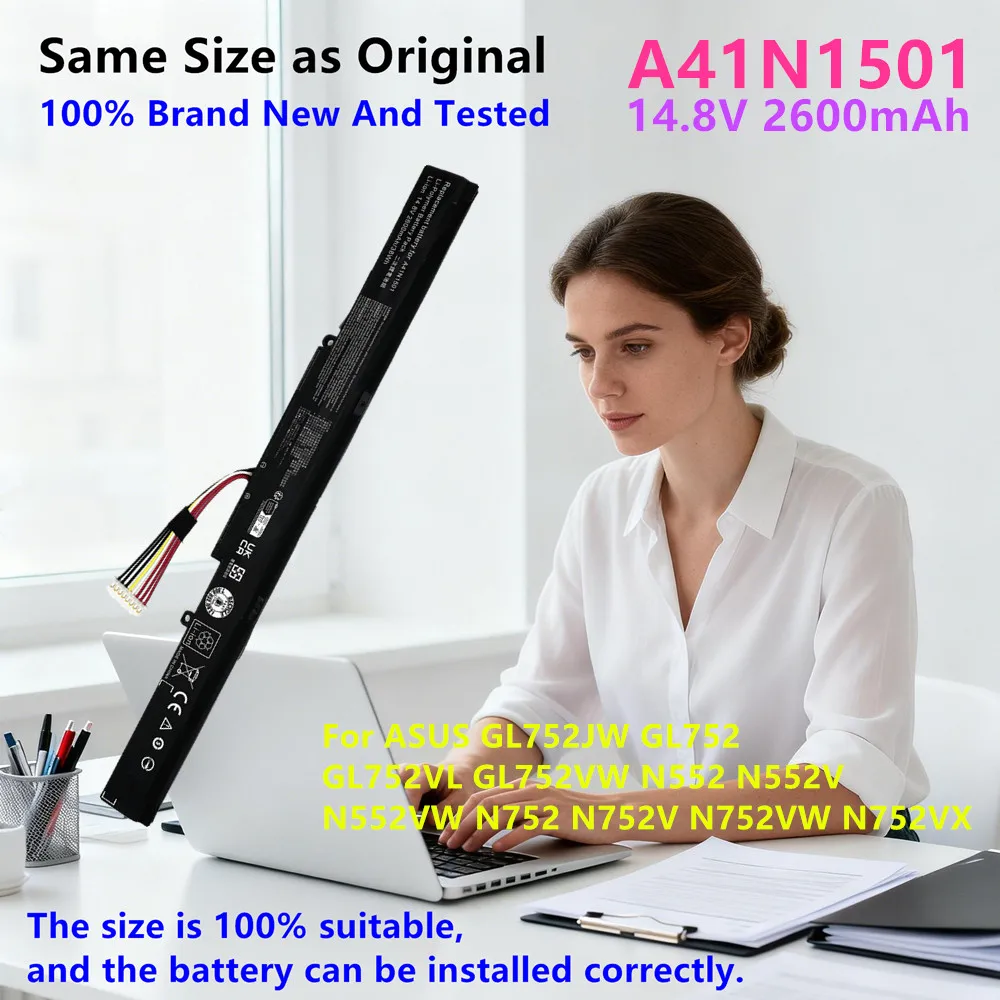 A41N1501 Laptop Battery For Asus GL752JW N752V GL752 GL752VL N752VW N752 GL752VW N552 N552V N552VW