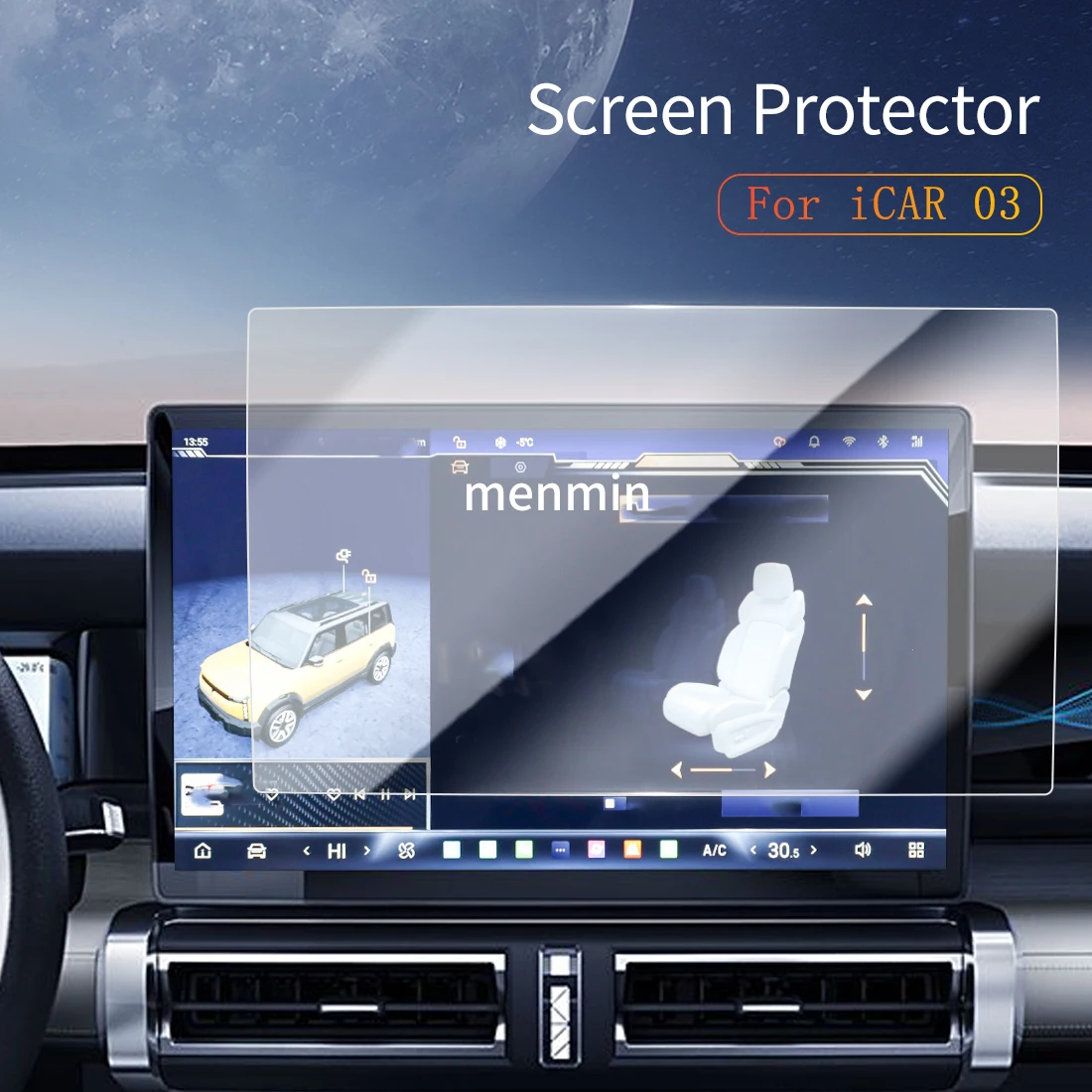 

Car Stickers Dash Carplay Mirror Screen Protector Display Tempered Glass Protective Film Vehicle For24 Chery iCAR 03