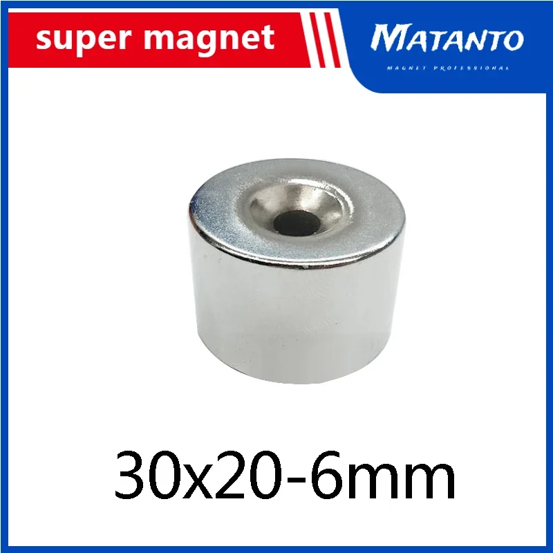 1/2pcs 30x20-6mm N35 Powerful Magnets 30*20 mm Hole 6mm Permanent Round Countersunk Neodymium Magnetic Magnet 30*20-6 mm