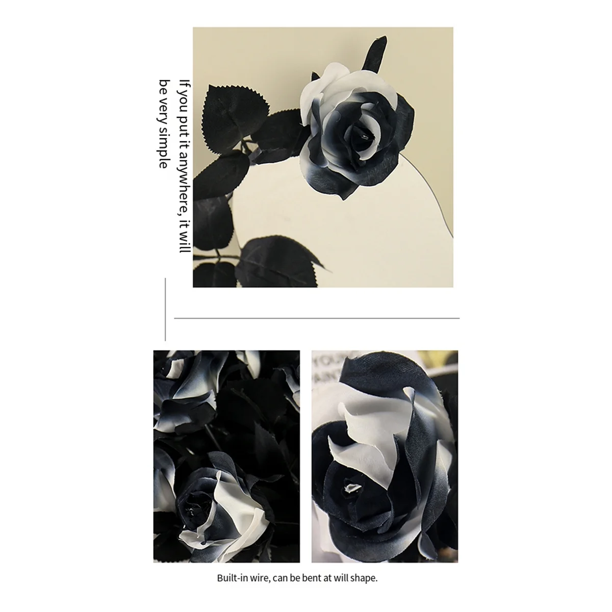 AC22 هالوين الأسود مقلد زهرة الورد الحلي تشكيلة زهور الدعائم محاكاة الزهور