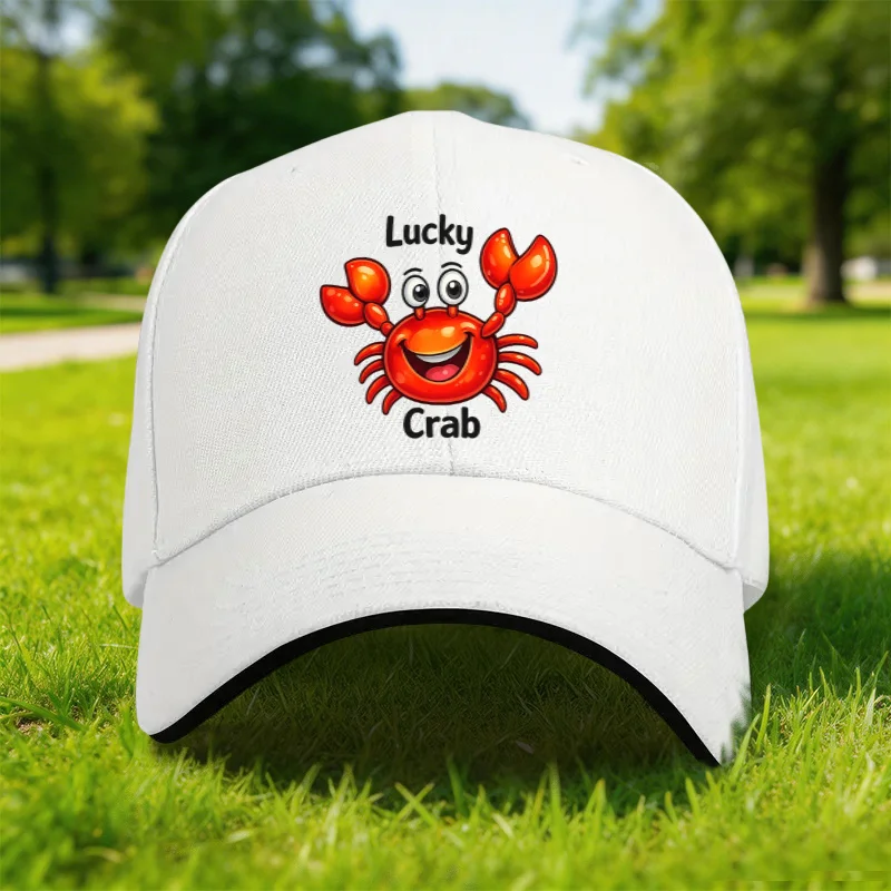 Customization 1pc Adjustable Sandwich Cap With Big Crab Print Pattern, Unisex Outdoor Sports Style, Ideal Gift For Graduation