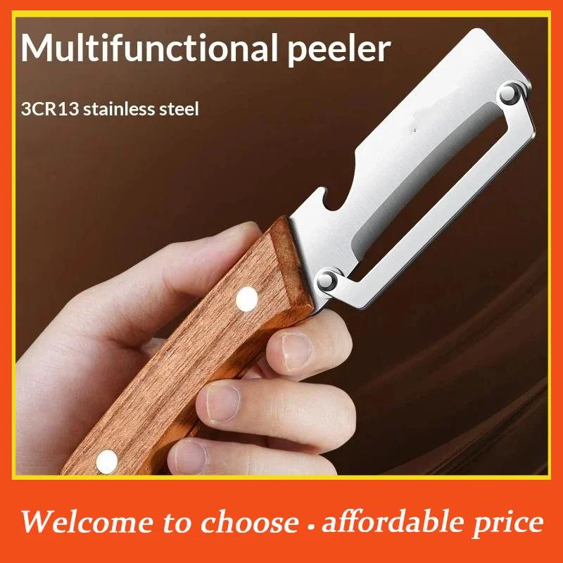 Stainless Steel Fruit Peeler 2-in-1 Bottle Opener Paring Knife Planer Sugarcane Potatoes Fruit Vegetables Scraping Kitchen Tools