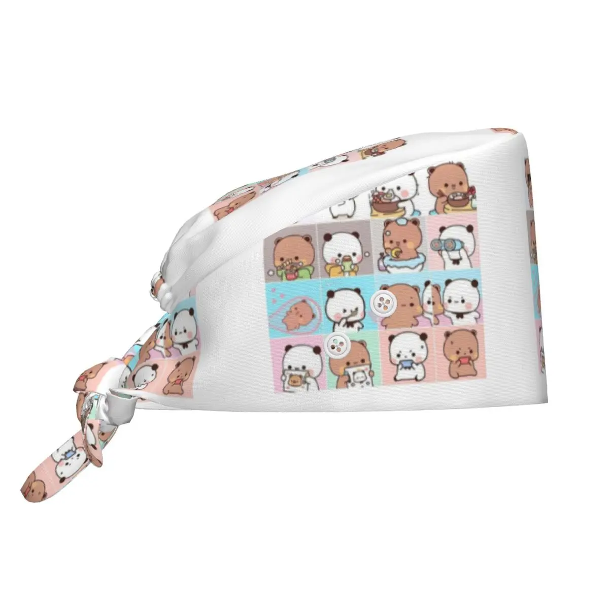 Bubu Dudu - Panda Bear Hugs Love Scrub Hat Doctor Working Surgical Cap Men Women Adjustable Nursing Caps for Dentist