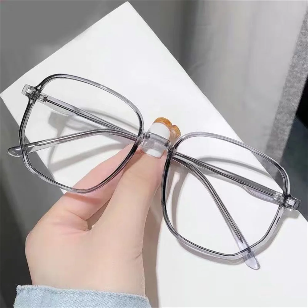 Large Frame Transparent Anti Blue Light Square Eyewear Sunglass Computer Glasses Women Men Flat Lens Optical Spectacle Eyeglass