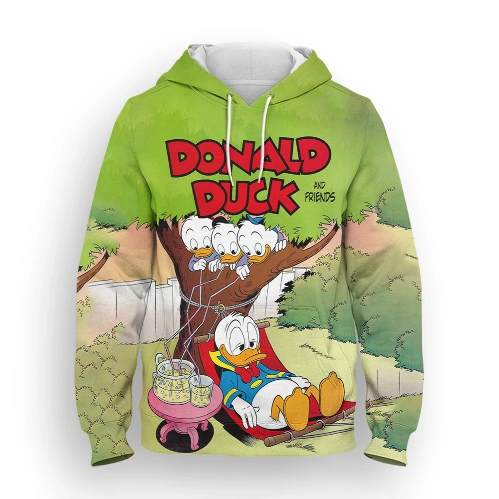 Disney-Oversized Hoodies for Men, Pato Donald, Anime Streetwear, 3D Printed Hoodies, Casual Moletons, Streetwear