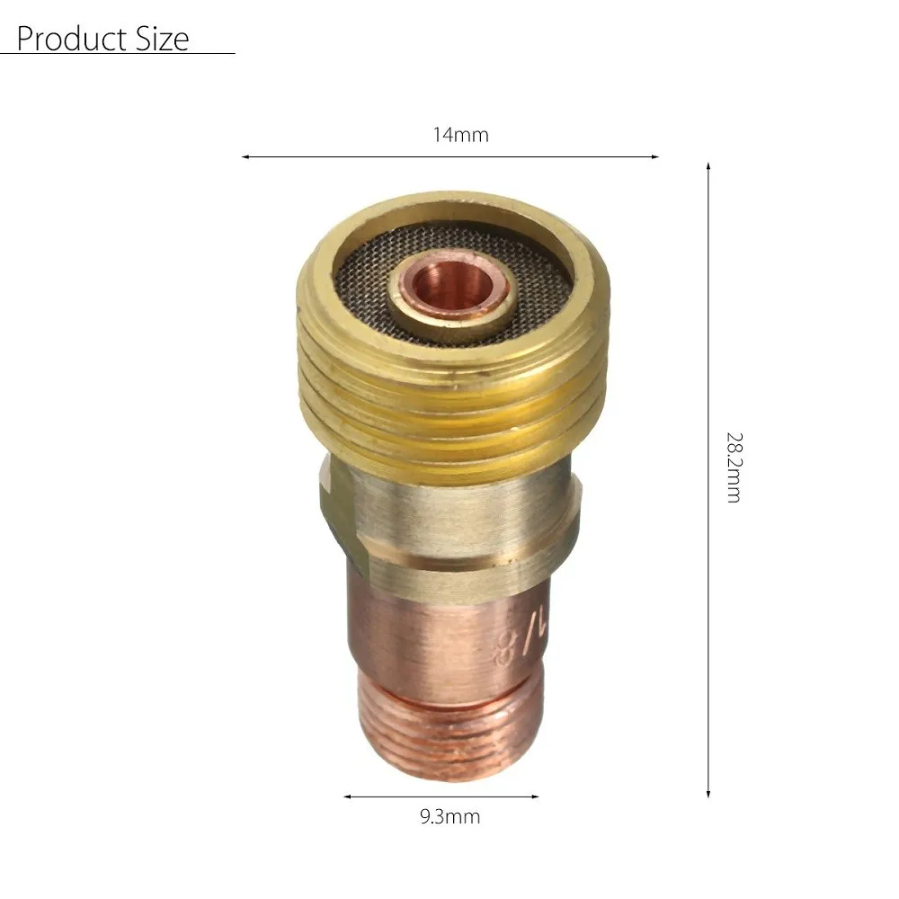 TIG 17GL-conector Lenz de lente de Gas con malla para PTA DB SR WP-17/18/26, accesorios de soldadura de antorcha, 14x28,1mm
