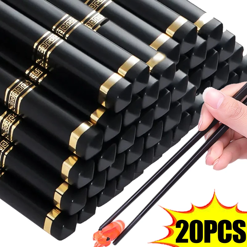 2/20pcs Alloy Chinese Chopsticks Reusable Non-slip Sushi Sticks Japanese Korean Food Chop Stick Kitchen Tableware Accessories