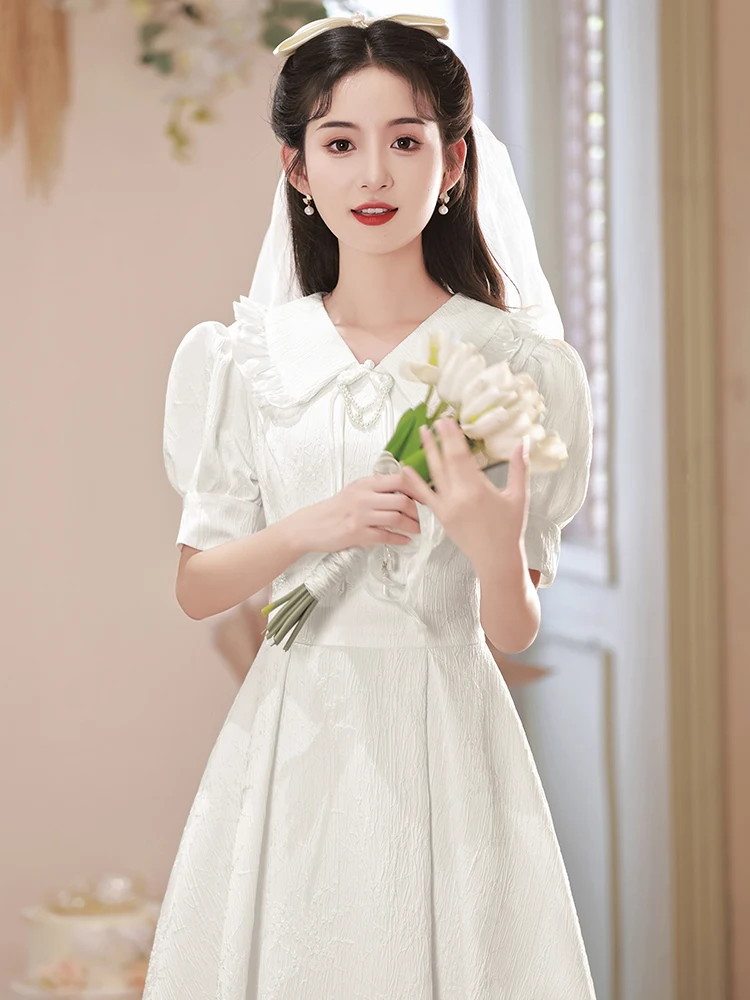 

White Evening Gown Women's Engagement Dr Birthday Par High-end Luxury Adult Ceremony aduation Dr Korean Sle