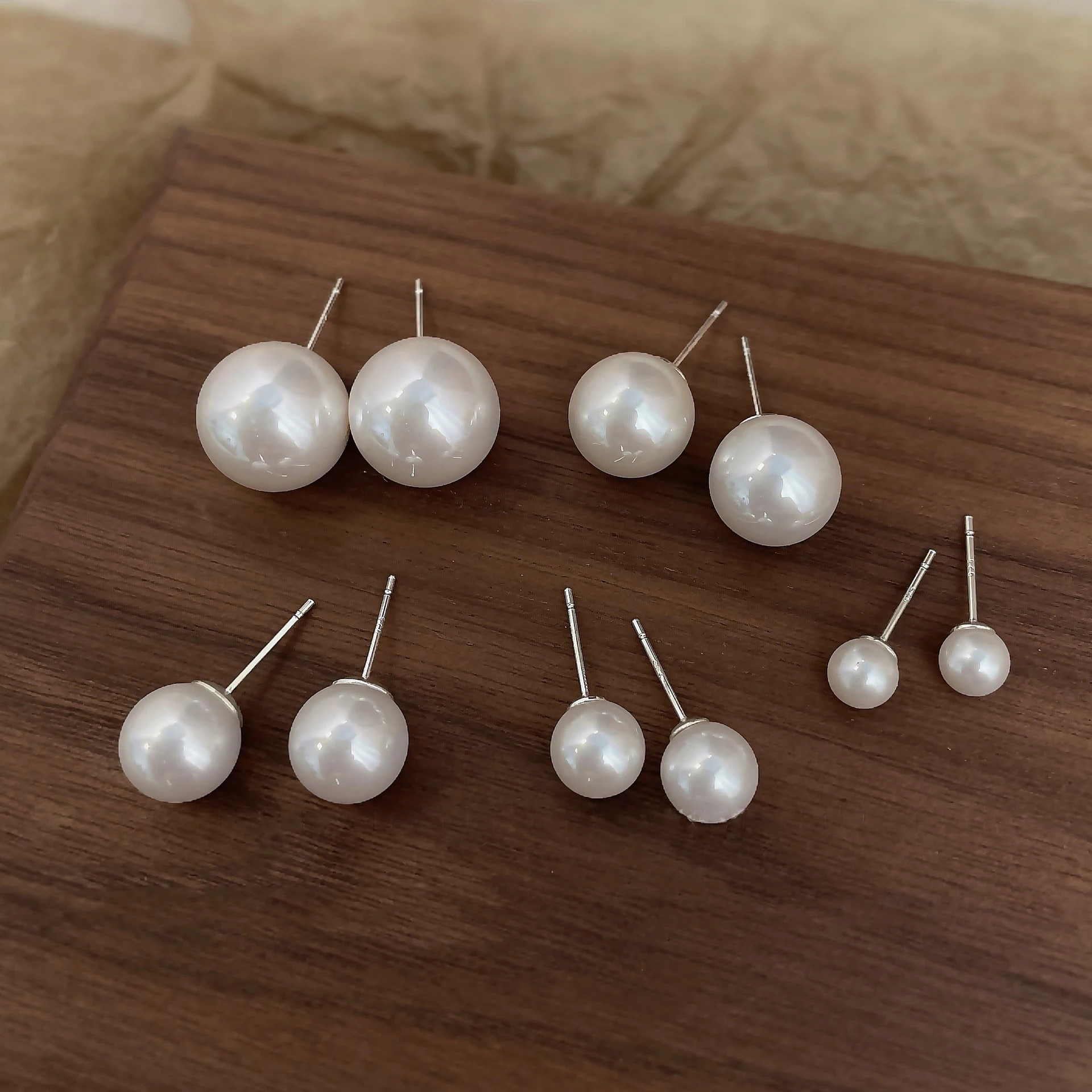 6-14mm White Imitation Pearl Ear Stud for Women Trending Items Korean Fashion Circle Pearl Earring Ins Style Jewelry Party Gift