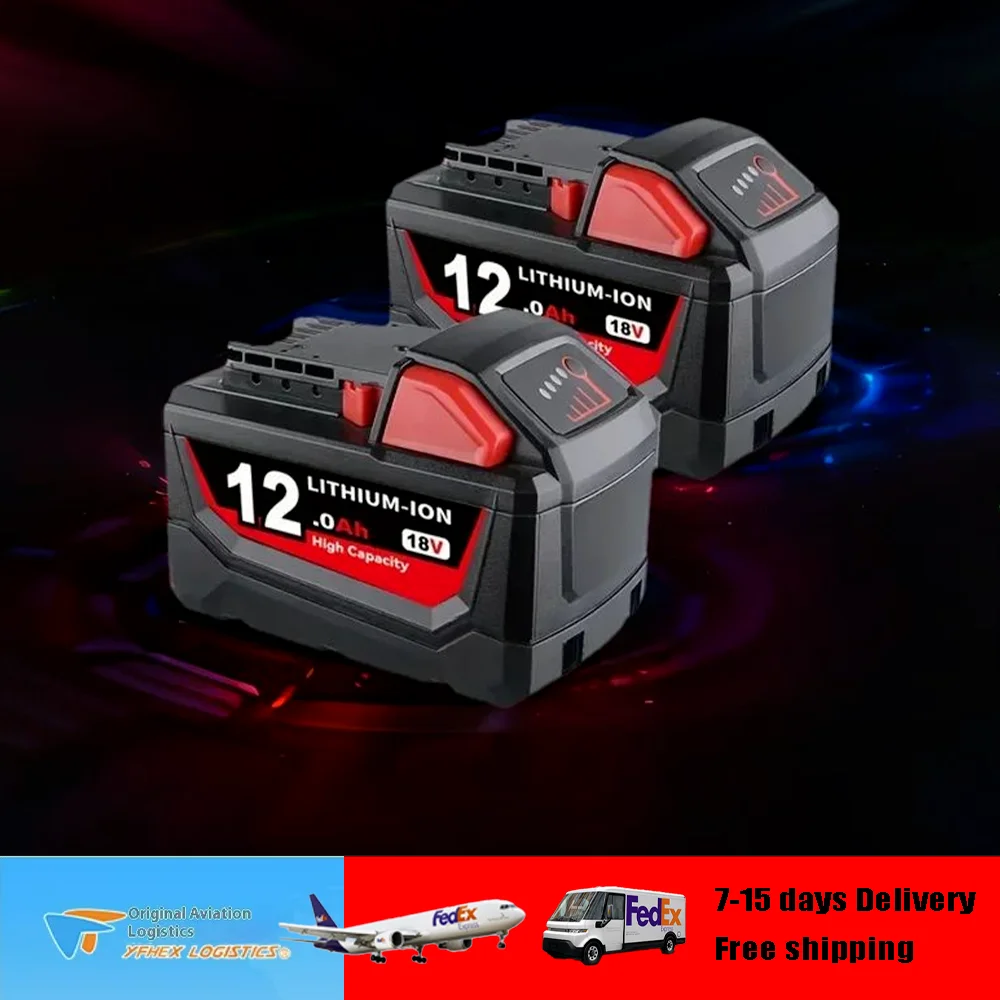 

For Milwaukee M18 Battery 18V 12.0Ah 9.0Ah Replacement Lithium Battery for Milwaukee M18 48-11-1815 48-11-1850 2604-22 Battery