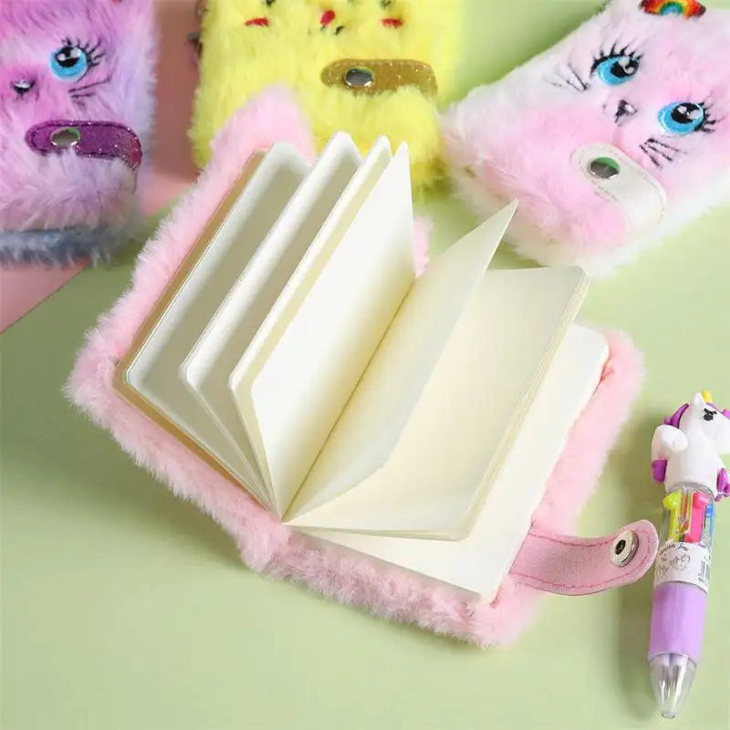 Cute Cat Plush Notebook For Kawaii Pendant Keychain Furry Cats Notebook Daily Planner Journal Book Note Pad Stationery