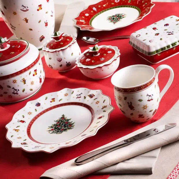 German Weibao Tableware in-Glaze Decoration Christmas Series Toy Joy Mug Bowl Western Cuisine Plate Salad Dish Dessert Plate