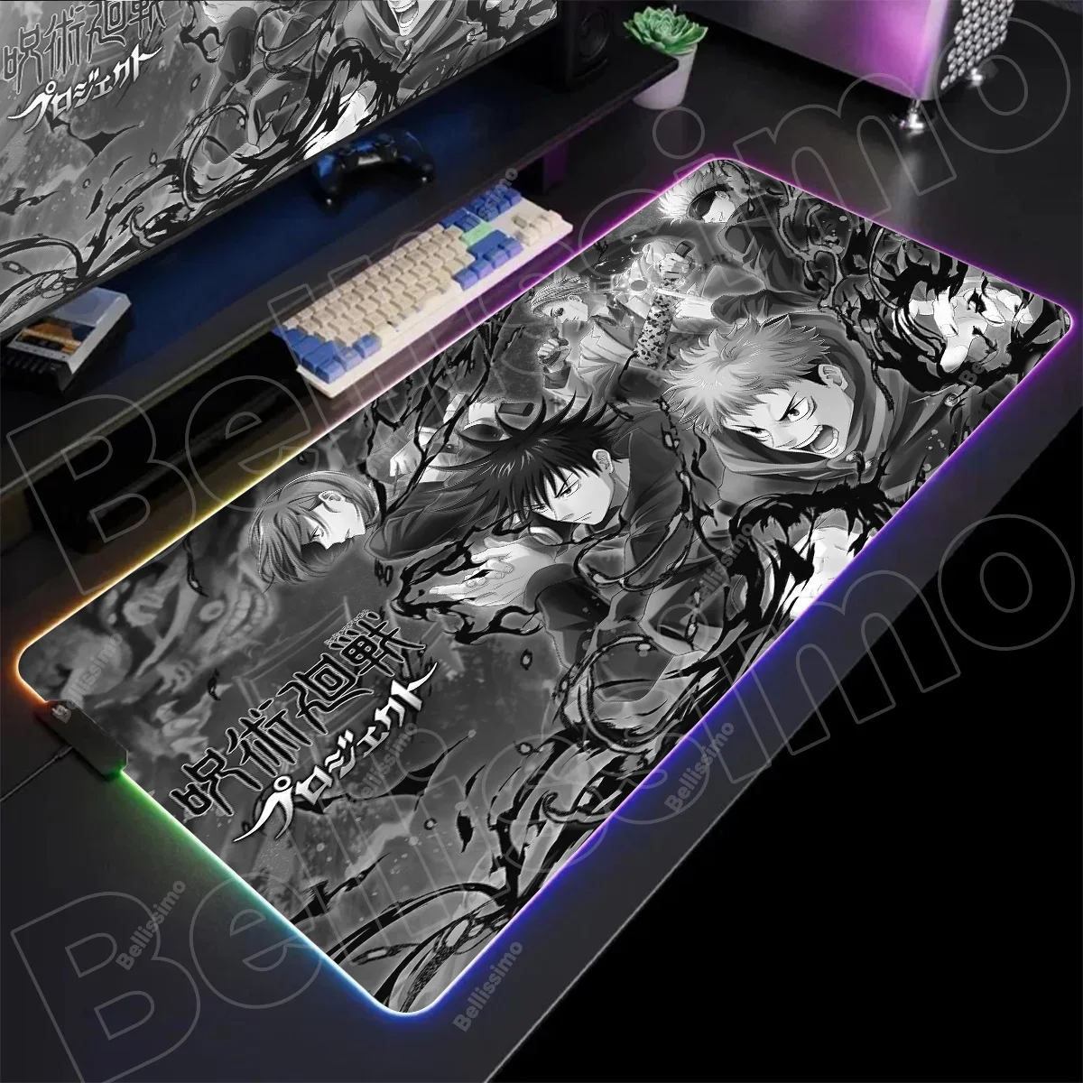 Jujutsu Kaisen RGB Backlight Mouse Pad Anime Led Mousepad Keyboard Deskmat Large Gojo Satoru Gaming Accessories Shine Mouse Mat