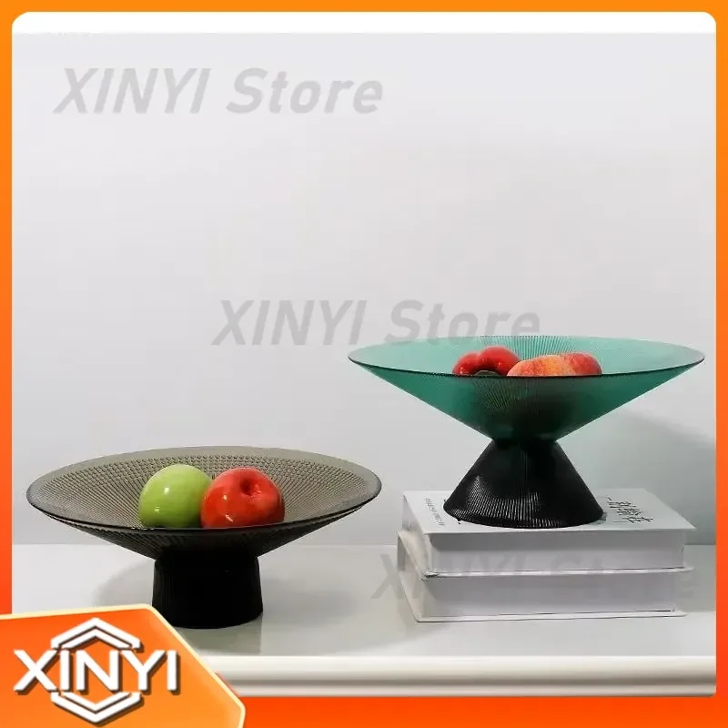 for HQ190 Modern Glass Fruit Plate Light Luxury Snack Dish Candy Bowl Dinner Tableware Living Room Coffee Table Decor Home