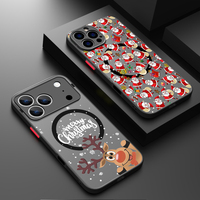 Magnetic Christmas Pattern Phone Case For iPhone Air 16e 17 16 15 Pro Max 14 13 12 Pro 11 16 Plus Shockproof Acrylic Matte Cover