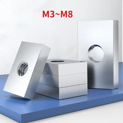 M3 M4 M5 M6 M8 Square Nut  Zinc-Plated Carbon Steel Thin Rectangular Nuts Slider Block for Aluminum Profile Accessory