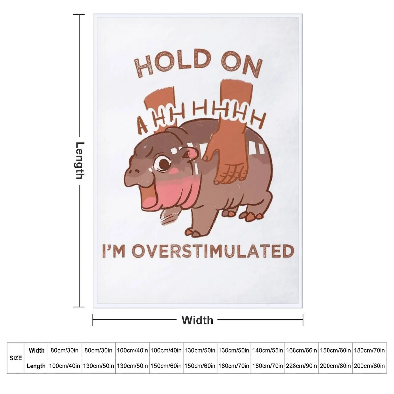 Hold On I'm Overstimulated Cute Moo Deng Throw Blanket Nap Decorative Throw bed plaid Soft Beds Blankets