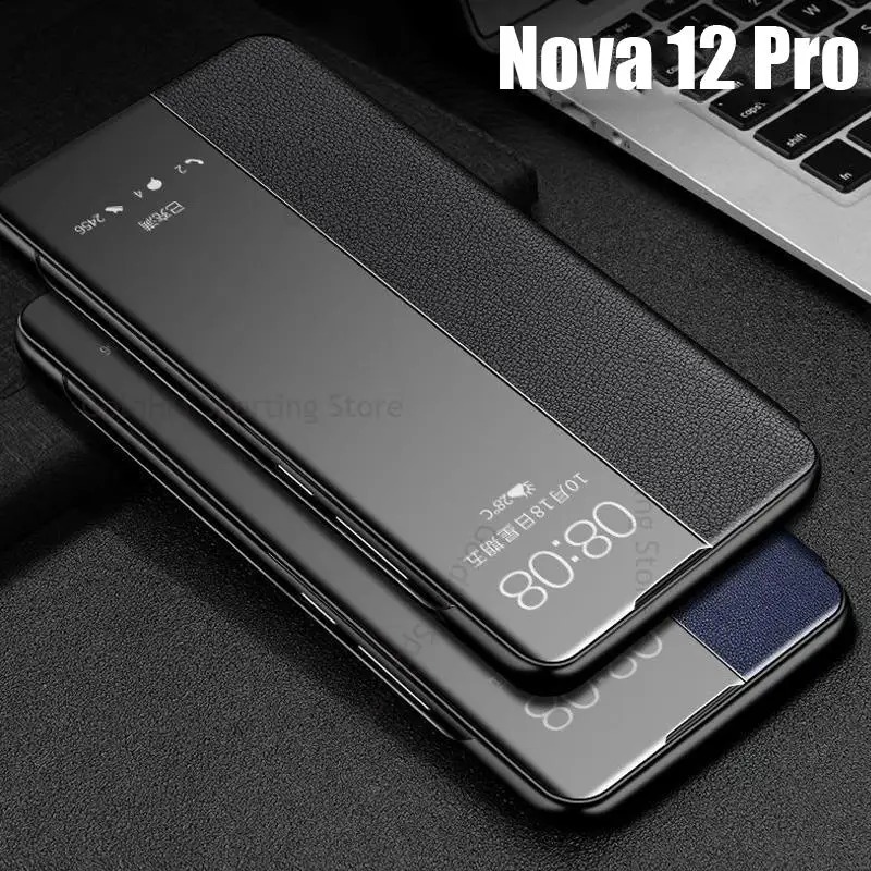 

For Huawei Nova 12 Pro Clear Flip Leather Phone Case Coque For Nova 11i 12 Ultra 9SE 9 10 Pro View Windows Full Protective Cover