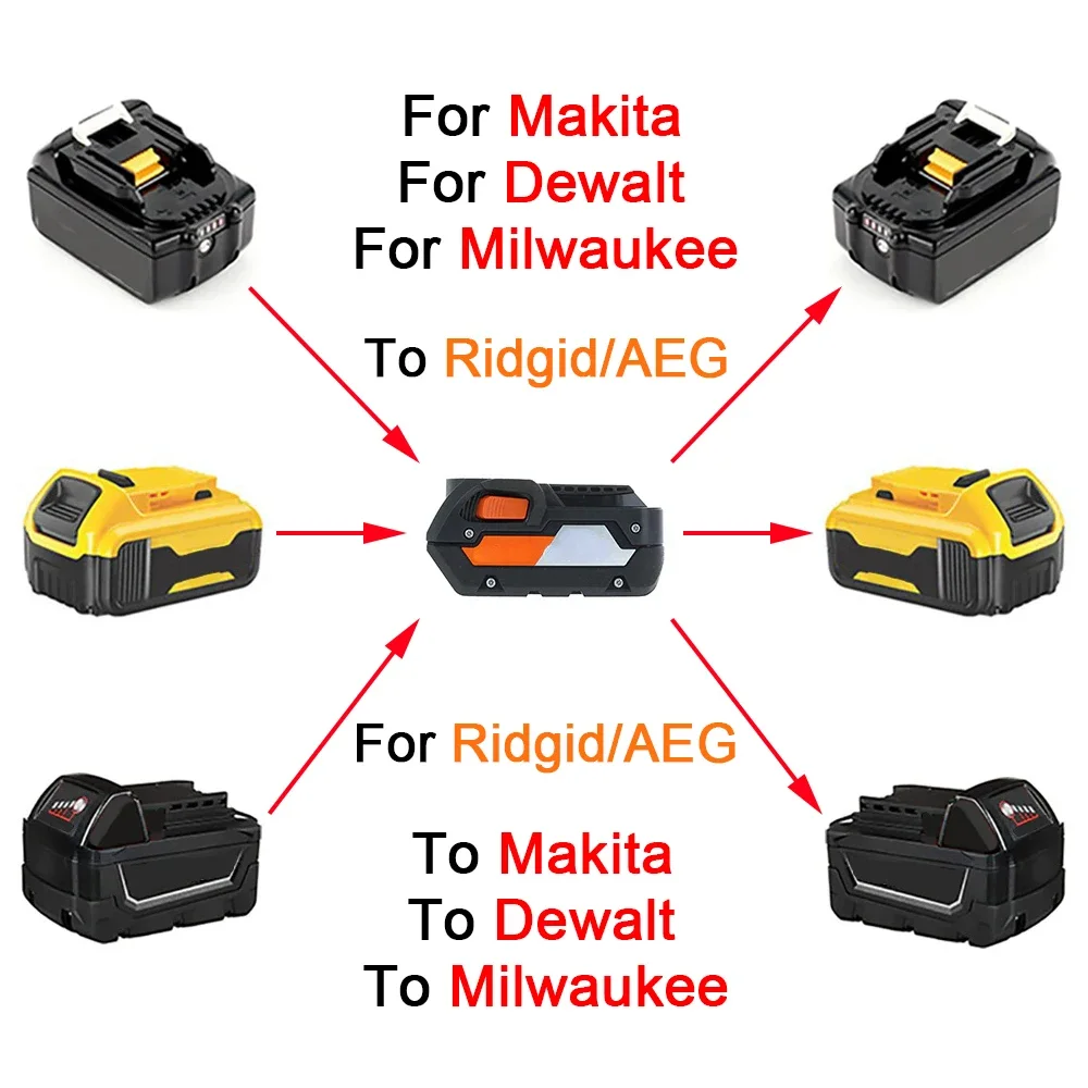 Battery Adapter Converter For Makita/Dewalt/Milwaukee 18V Li-ion Battery Convert to for Ridgid/AEG 18V Li-ion Power Tool