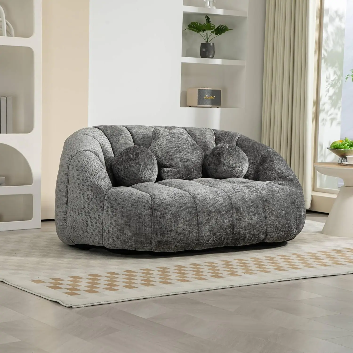 

Bean Bag Sofa, Lazy Loveseat Couch With High Ba And Armrests, Durable Chenille Fabric, Perfect For Indoor And Outdoor Use,