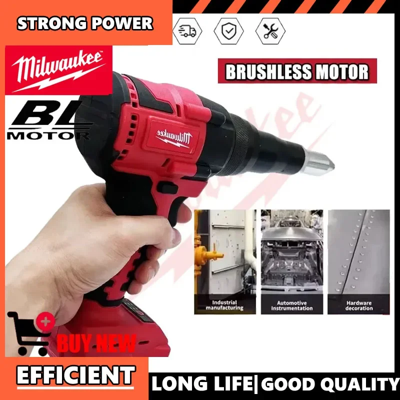 

2505 Milwaukee 4.8MM Cordless Brushless Rivet Riveting Tool Electric Riveter Gun With LED Light For 20V 18V Battery