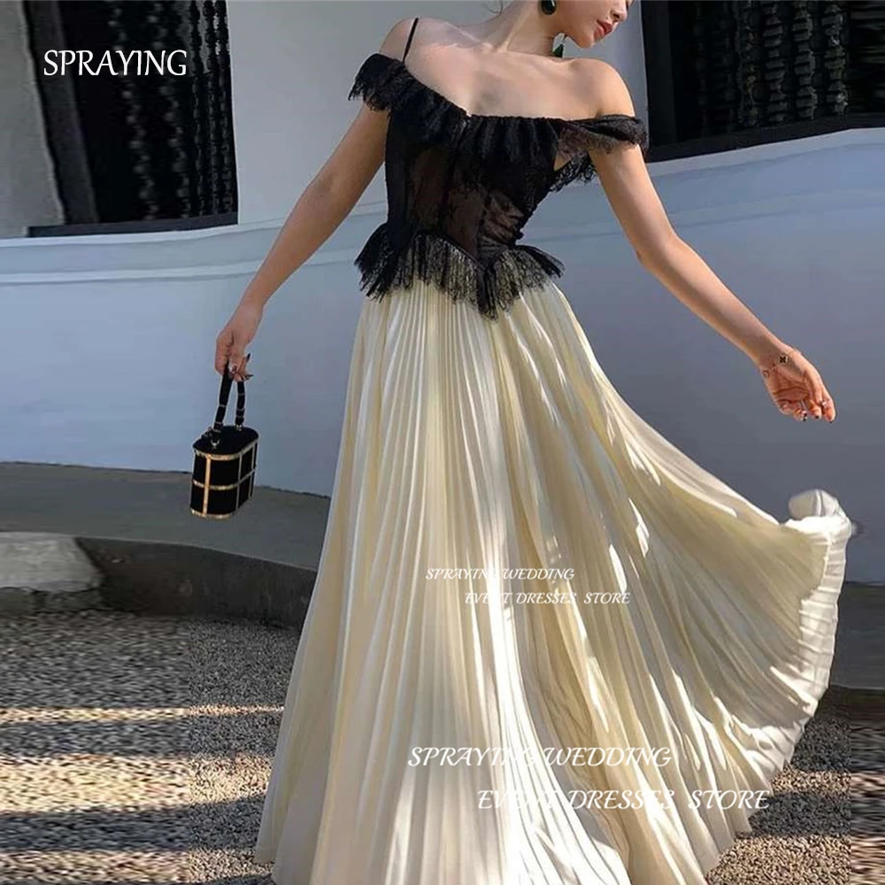 

SPRAYING Elegant A Line Wedding Dress Photoshoot Short Off The Shoulder Strapless Spaghetti Straps Bridal Gown