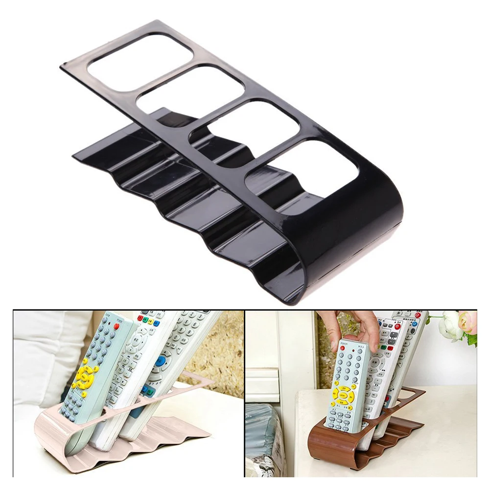 TV DVD Remote Control Holder Stand Rack Storage Organiser Shelfs (Black)