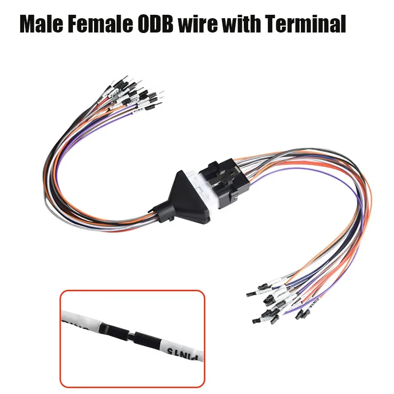 OBD New Energy Vehicle Diagnostic Line with Label Terminal 16Pin Male Female Plug Universal Jumper Can Freely Combine Can Wires