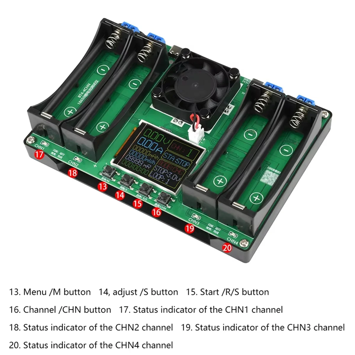 

2025 + 18650 Type-C ЖК-дисплей 4/1 канальный дисплей Тестер емкости аккумулятора MAh Цифровое обнаружение литиевой батареи для тестирования батареи