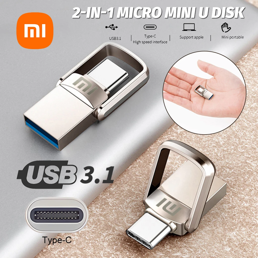 Xiaomi USB Flash Drive 2TB OTG Metal USB 3.1 Pen Drive 1TB 512GB 256gb 128gb High Speed Pendrive Mini Flash Drive Memory USB