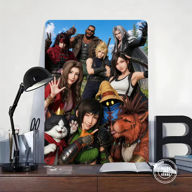 Fantasy VII Behind the Scene 3D Texture Printed Poster Custom Vintage Metal Tin Plate Sign for Wall Art Home Decor Living Room